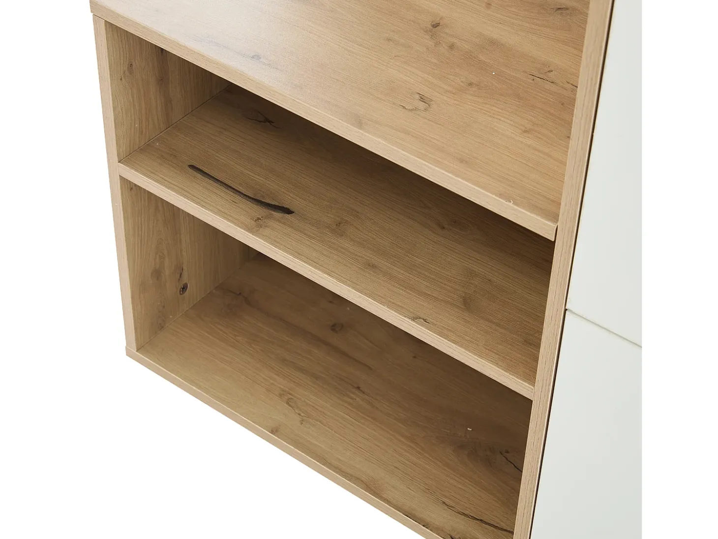 Vestidor 100×38,5×190 cm - con espejo y zapatero - con 1 cajón y 2 compartimentos - blanco + natural