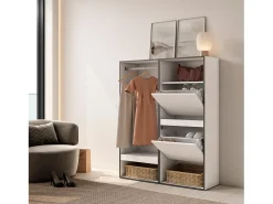 Vestidor abierto, 120x35x145cm, Dormitorio, habitación, Zapatero, Blanco