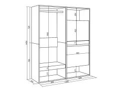 Vestidor abierto, 120x35x145cm, Dormitorio, habitación, Zapatero, Blanco