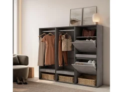 Vestidor abierto, 180x35x145cm, Dormitorio, habitación, Zapatero, Cemento
