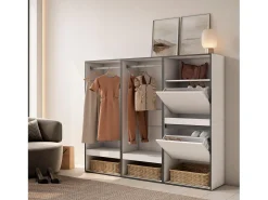Vestidor abierto, 180x35x145cm, Dormitorio, habitación, Zapatero, Blanco