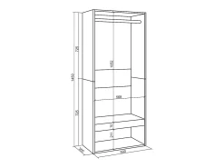 Vestidor abierto, 60x35x145cm, Dormitorio, habitación, Armario, perchero, Blanco