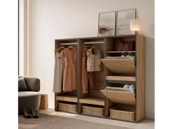 Vestidor abierto, 180x35x145cm, Dormitorio, habitación, Zapatero, Roble