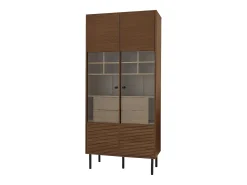 Vetrina con 2 ante in vetro e 4 cassetti - Colore legno scuro