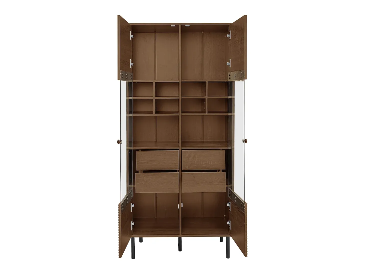 Vetrina con 2 ante in vetro e 4 cassetti - Colore legno scuro