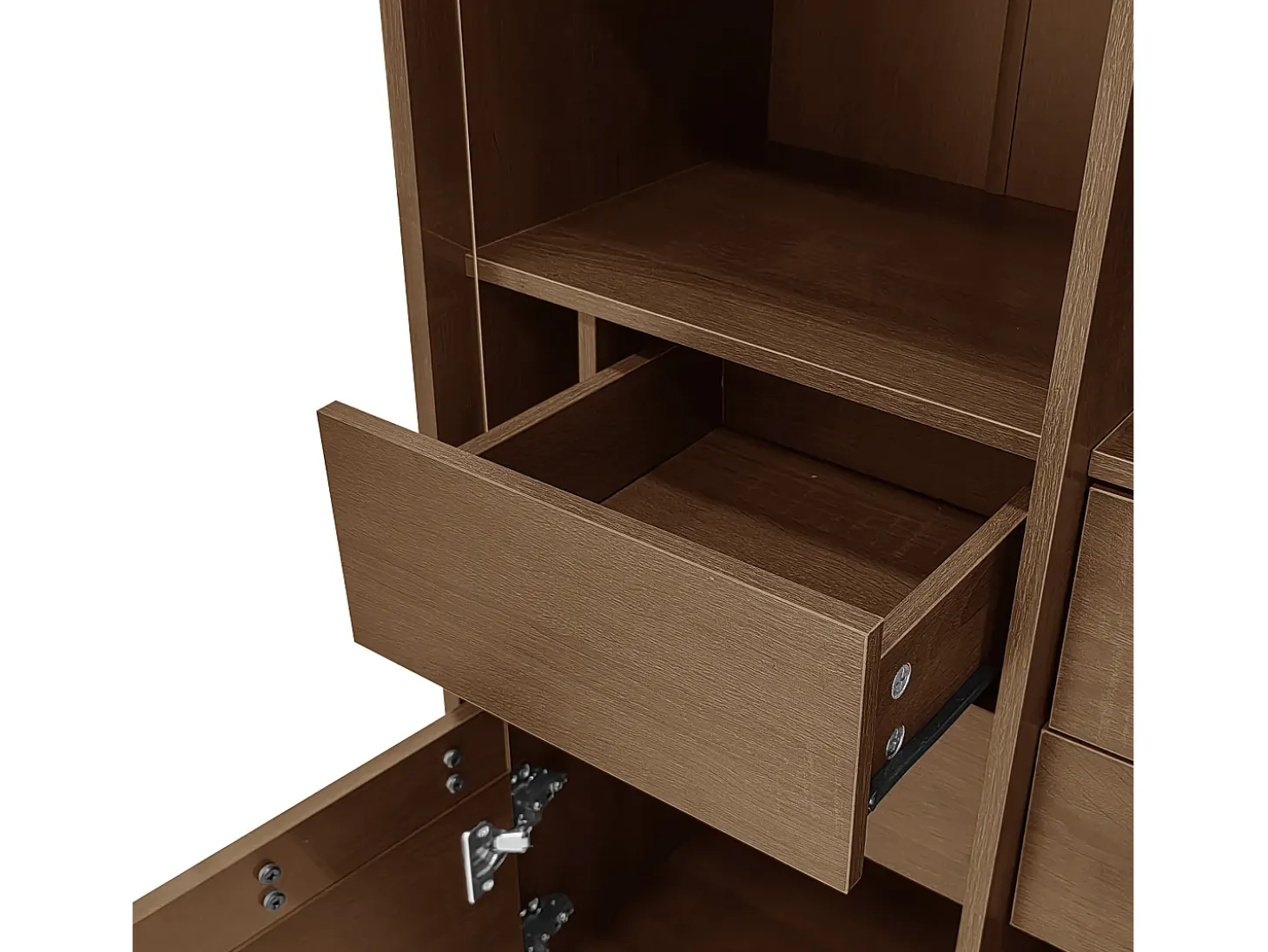 Vetrina con 2 ante in vetro e 4 cassetti - Colore legno scuro