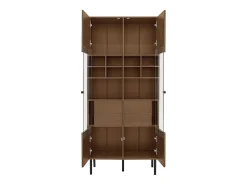 Vetrina con 2 ante in vetro e 4 cassetti - Colore legno scuro