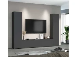 Vibe RT mueble TV moderno gris colgado sistema pared 2 armarios
