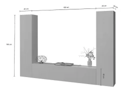 Vibe RT mueble TV moderno gris colgado sistema pared 2 armarios