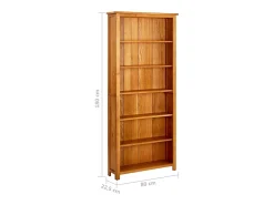 vidaX Estantería de 6 niveles de madera maciza de roble 80x22,5x180 cm