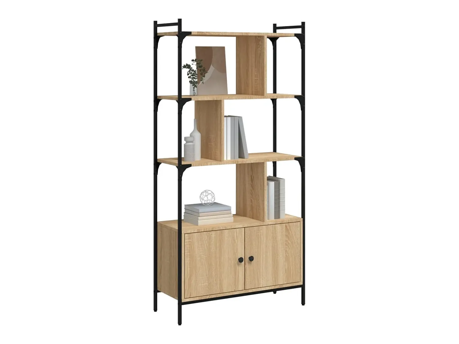 Vilan Librería con puertas roble Sonoma 76,5x30x154,5 cm madera de ingeniería
