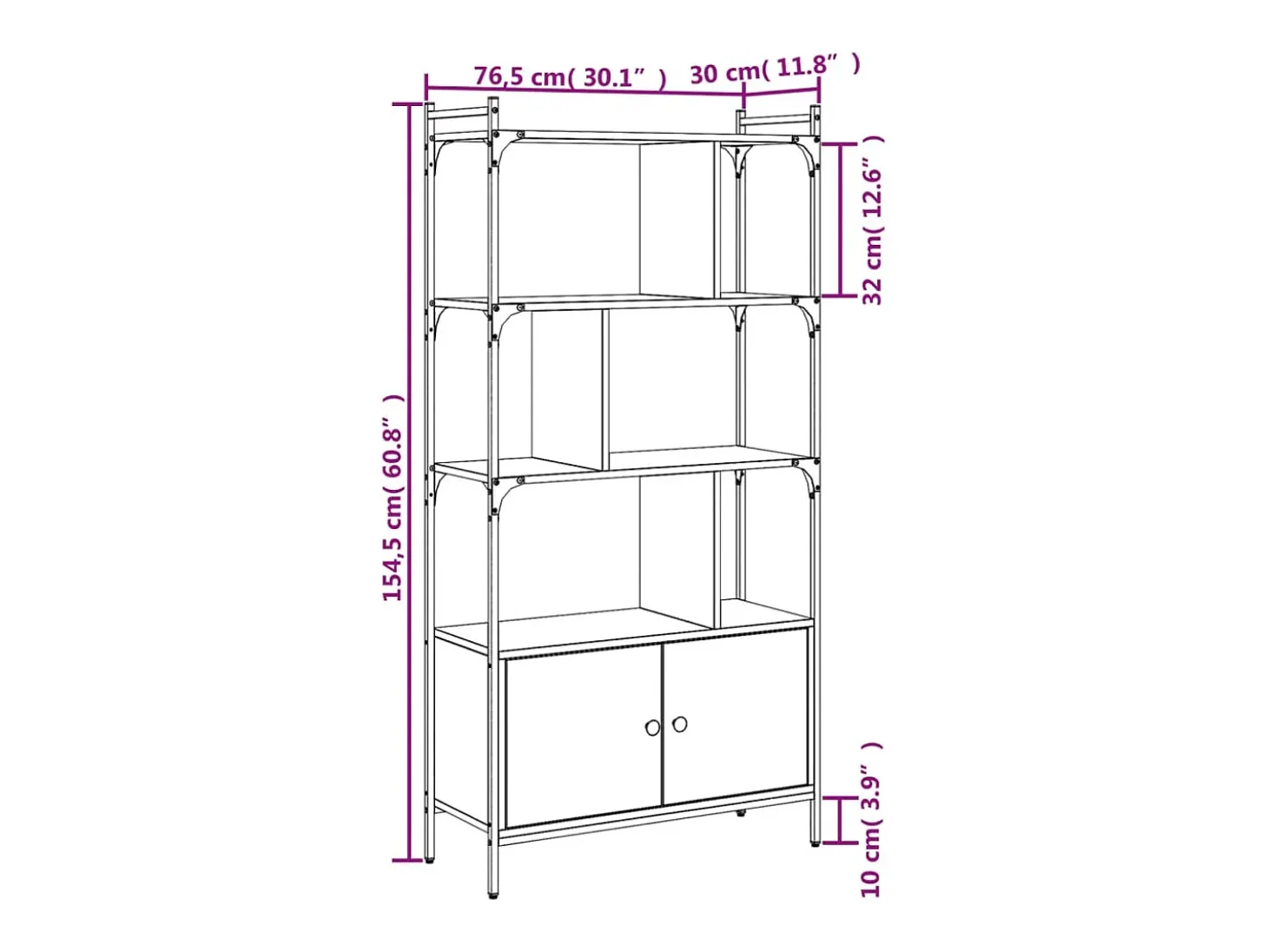 Vilan Librería con puertas roble Sonoma 76,5x30x154,5 cm madera de ingeniería
