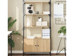 Vilan Librería con puertas roble Sonoma 76,5x30x154,5 cm madera de ingeniería