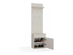 VIONI - Mueble guardarropa pasillo - Perchero de pared con estante - 5 ganchos - Cajón + mueble de almacenaje