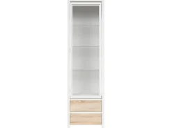 Vitrina 1 puerta 2 cajones Soren Blanco y Madera