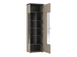 Vitrina 1 puerta colección NESS – Acabado Congo & Antracita – 10 nichos de almacenamiento – Sin LED