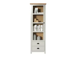 Vitrina 1 puerta de vidrio templado y 2 cajones L65 cm - LANDSIDE - Gris claro