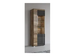 Vitrina 1 puerta izquierda BRAZZA – Apertura derecha – 5 nichos – Frente acristalado nogal satinado