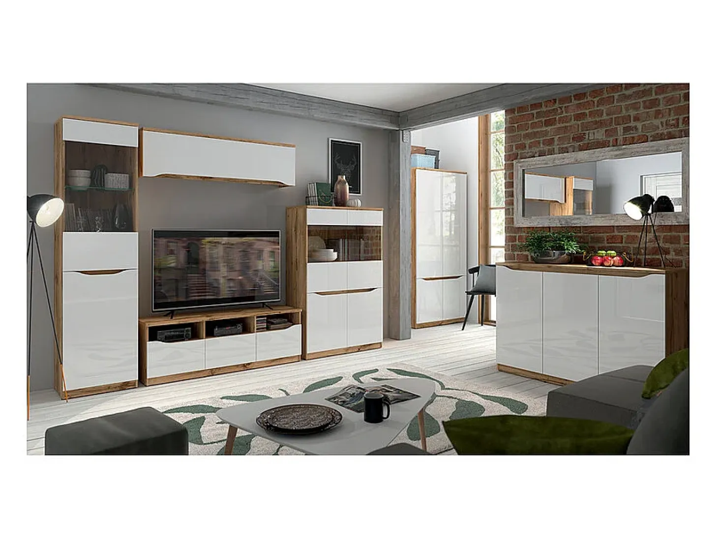 Vitrina 1 puerta June Blanco y Madera