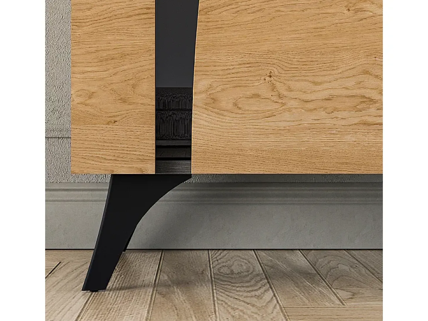 Vitrina 2 puertas apertura hacia la derecha Soah Madera y Negro