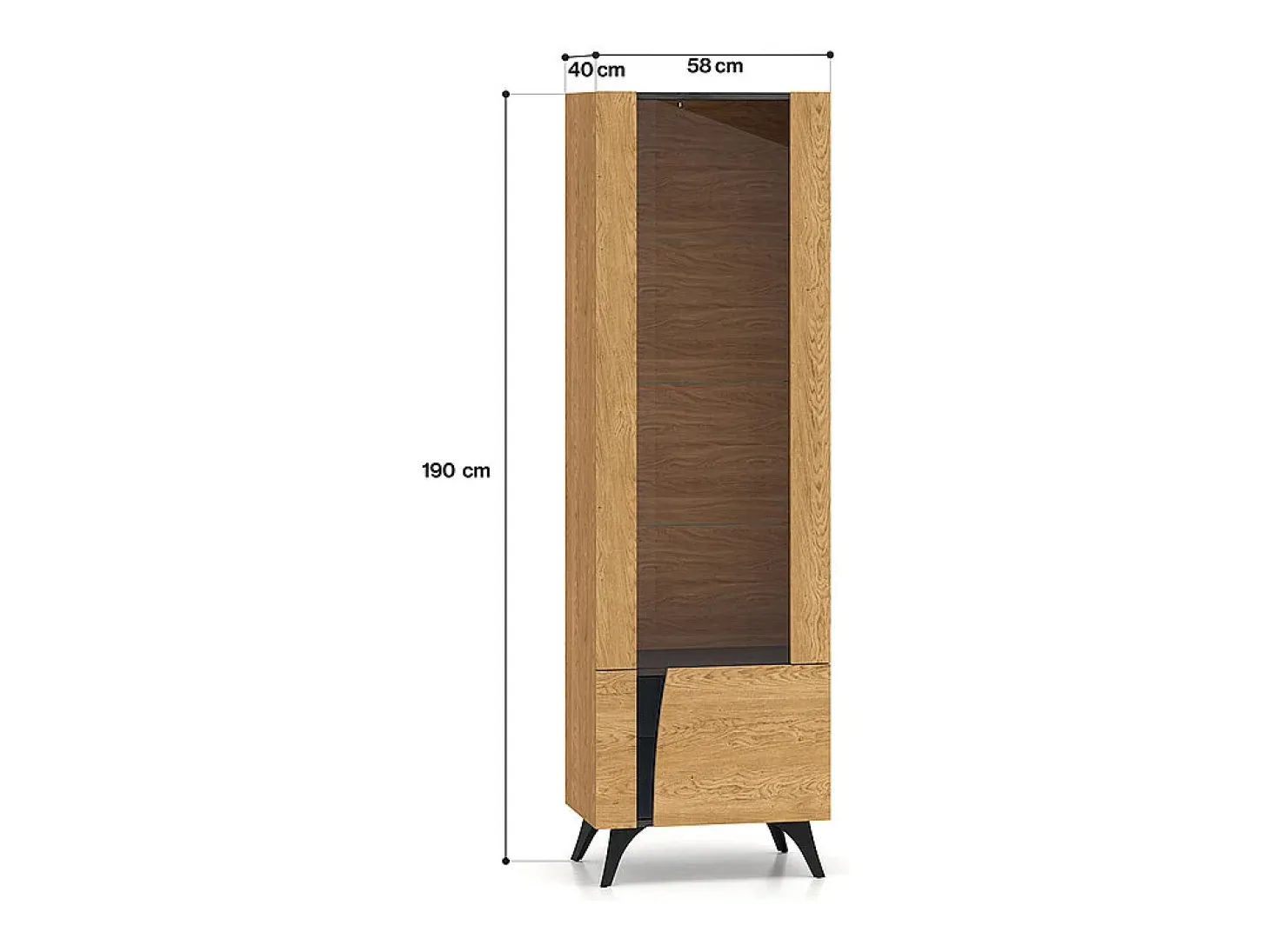 Vitrina 2 puertas apertura hacia la derecha Soah Madera y Negro