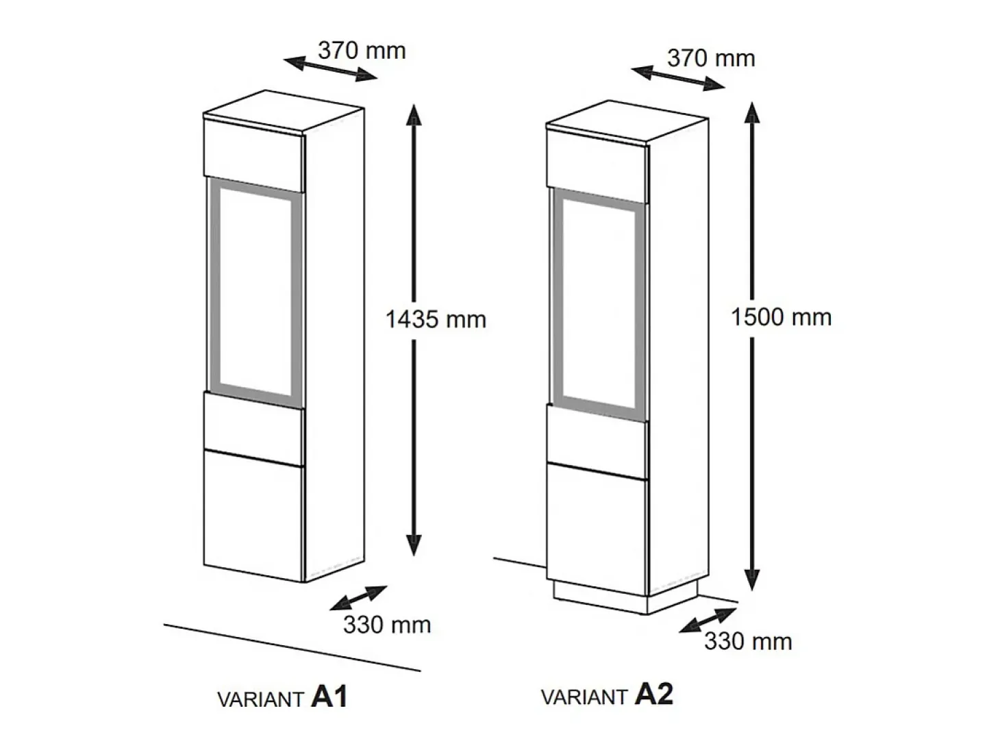 Vitrina 2 puertas Aurus Madera y Negro