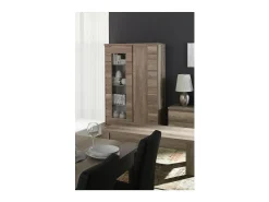 Vitrina 2 puertas correderas ROMI con puerta de vidrio - Color dab canyon - 120 x 180 x 55 cm