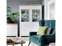 Vitrina 2 puertas Hella Blanco y Madera