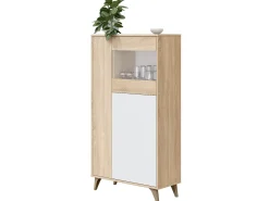 Vitrina 3 Puertas Kiko Color Roble/Blanco, Armario Auxiliar o Librería