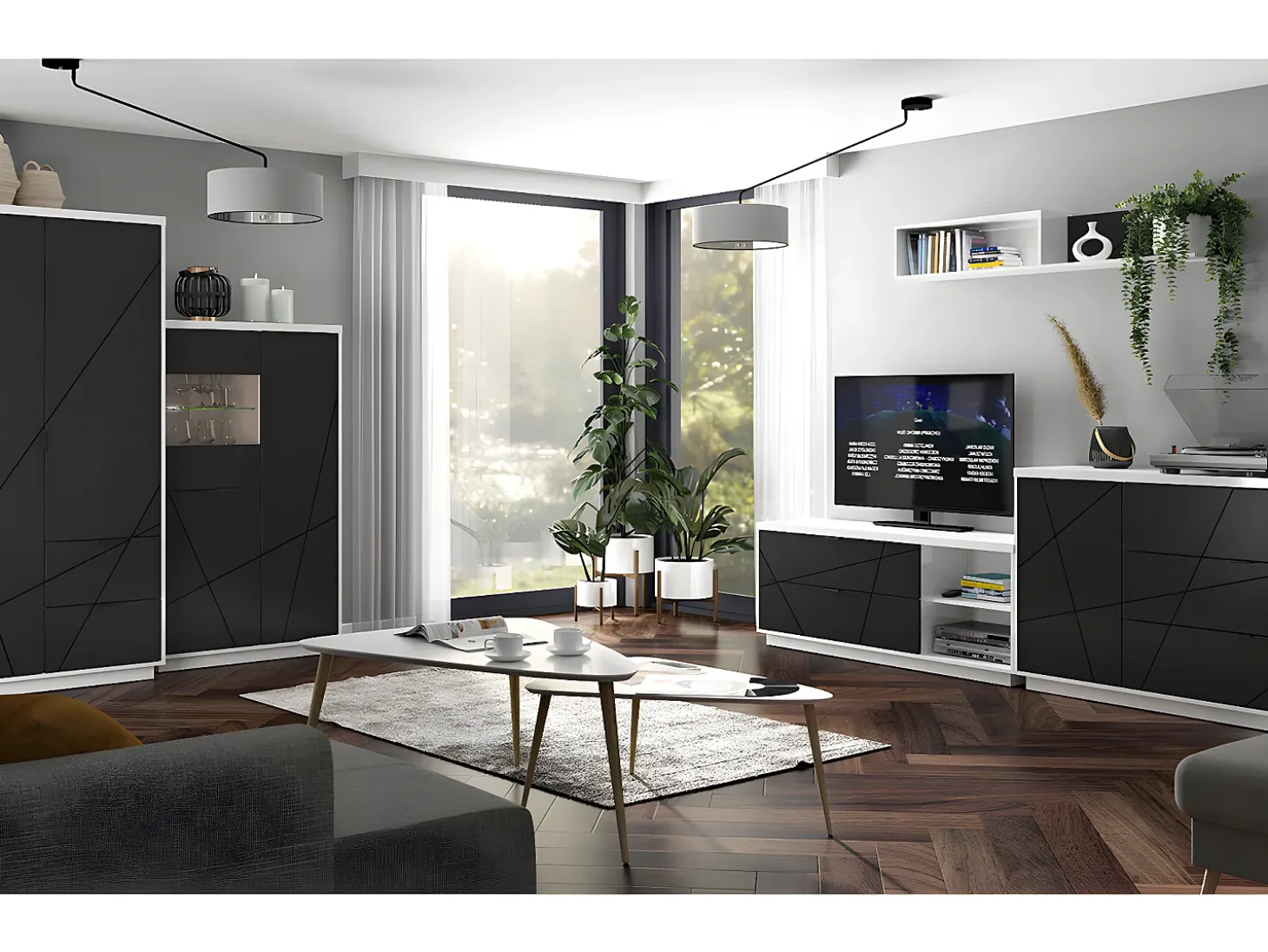 Vitrina 3 puertas Sven Blanco y Negro
