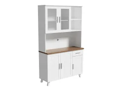 Vitrina Al. 190 cm - 5 puertas 1 cajón 3 compartimentos - tableros de partículas - Blanco
