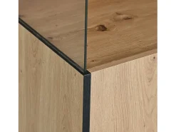 Vitrina Al. 160 cm con LED - 3 puertas y 8 compartimentos - Natural