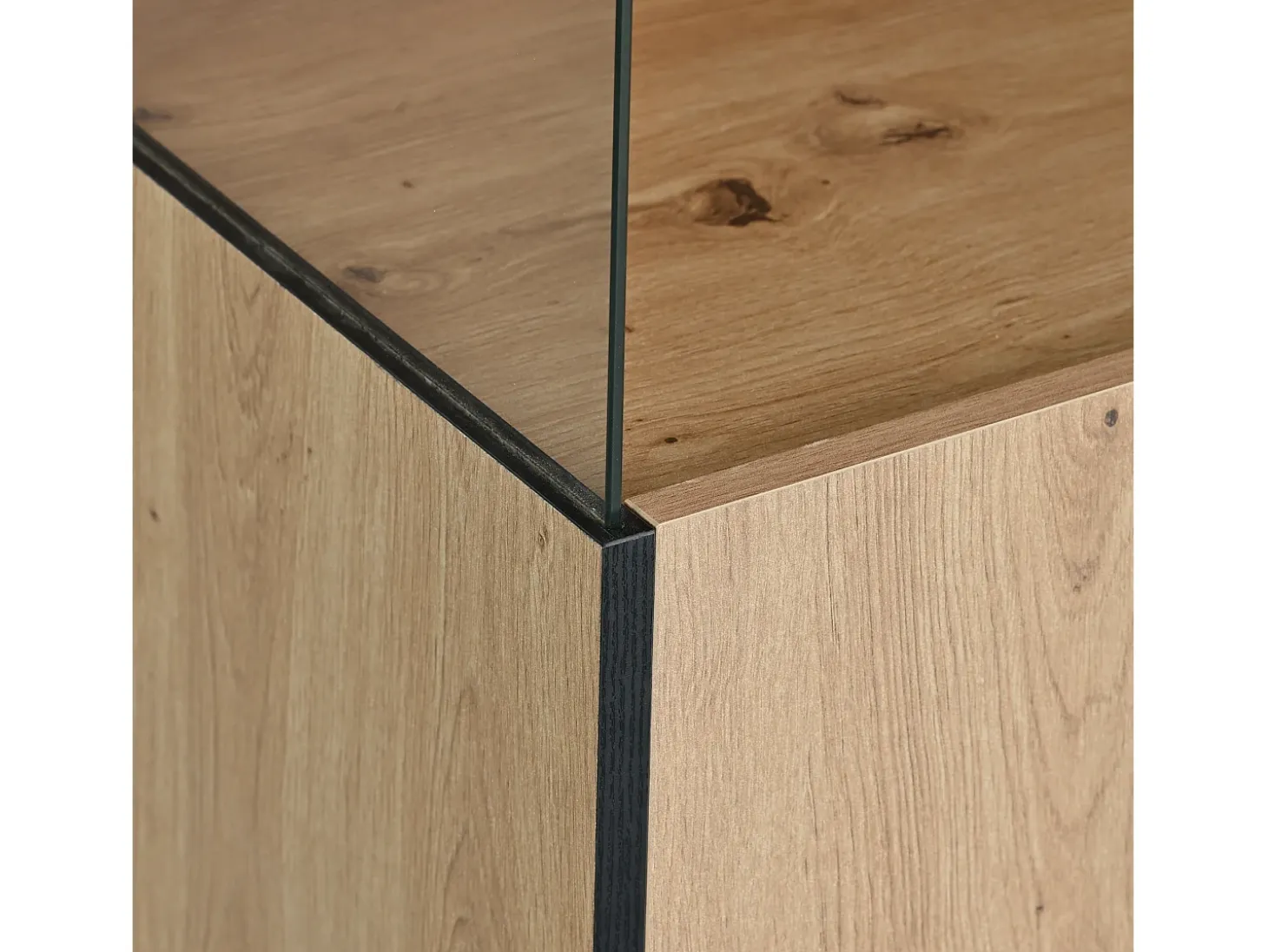Vitrina Al. 160 cm con LED - 3 puertas y 8 compartimentos - Natural