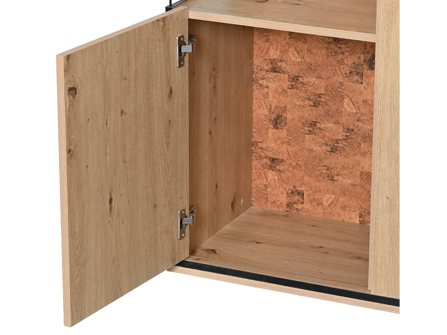 Vitrina Al. 160 cm con LED - 3 puertas y 8 compartimentos - Natural