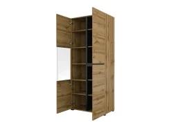 Vitrina alta 2 puertas colección HAVANA con LED integrado. Color roble y negro.