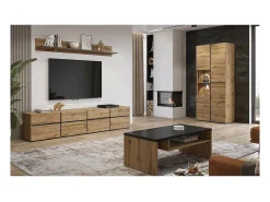 Vitrina alta 2 puertas colección HAVANA. Color roble y negro.