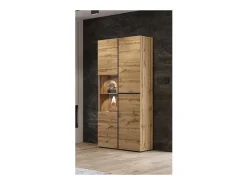 Vitrina alta 2 puertas colección HAVANA. Color roble y negro.