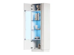 Vitrina alta blanca - Vitrina con iluminación LED y 1 puerta - estantes de cristal