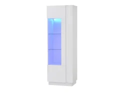 Vitrina alta blanca - Vitrina con iluminación LED y 1 puerta - estantes de cristal