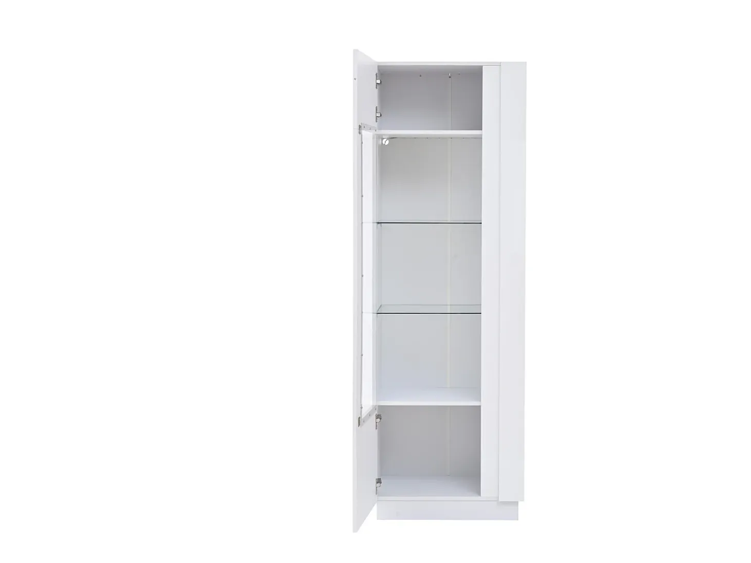 Vitrina alta blanca - Vitrina con iluminación LED y 1 puerta - estantes de cristal