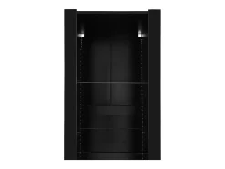 Vitrina alta con 3 estantes de cristal, cuerpo de MDF lacado en negro, LED incluido - 55x38x166cm