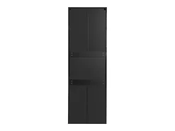 Vitrina alta con 3 estantes de cristal, cuerpo de MDF lacado en negro, LED incluido - 55x38x166cm