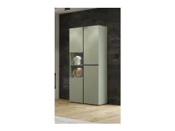 Vitrina alta de 2 puertas colección HAVANA con LED integrado. Color salvia y negro.