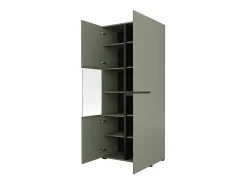 Vitrina alta de 2 puertas colección HAVANA con LED integrado. Color salvia y negro.