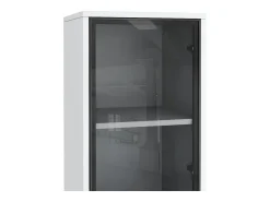 Vitrina alta de cristal - 40 x 40 x 170 cm - con puertas + LEDs + estantes - aglomerado - blanco