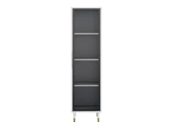 Vitrina alta de cristal - 40 x 40 x 170 cm - con puertas + LEDs + estantes - aglomerado - blanco