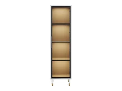 Vitrina alta de cristal - 40 x 40 x 170 cm - con puertas + LEDs + estantes - aglomerado - blanco