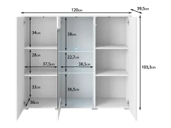 Vitrina alta moderna 120 cm para salón 3 puertas grafito negro mate