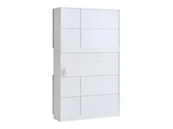 Vitrina alta moderna de cristal - 120 x 34 x 200 cm - con LEDs + 6 puertas + estante - aglomerado - blanco