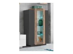 Vitrina alta moderna negra y madera para salón 80x120cm Corona Hound